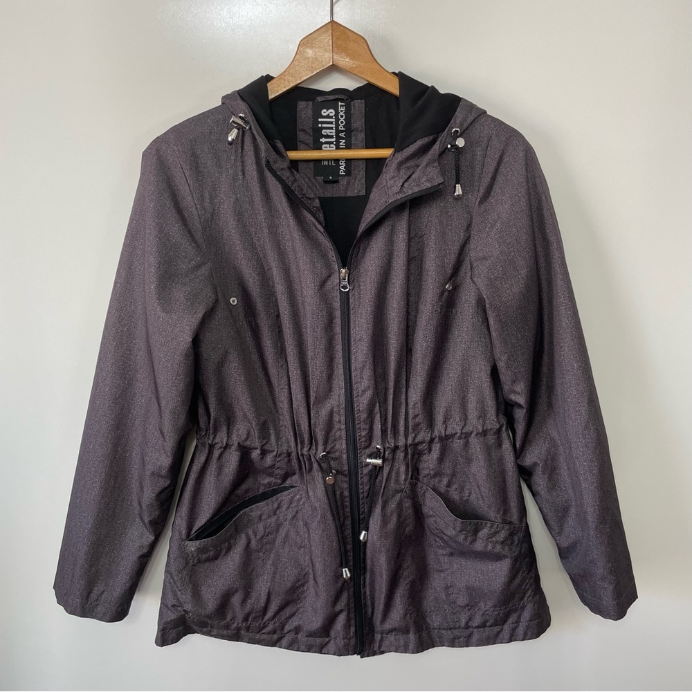 Women's Charcoal Hooded Windbreaker Jacket, size S